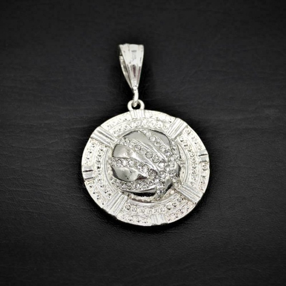 New Silver Plate Bling Basketball CZ Charm Pendant